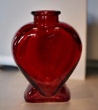 Red Glass Heart-Shaped Small Valentines Day Flower Vase 5