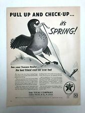 Vintage 1952 Texaco Print AD Art Spring Check Up Bird with Worm picture