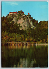 Postcard Bled Slovenia Jugoslavia Bled Castle Island Lake Trees Water Posted picture