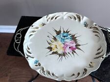 Vintage 16 Round Handled White Floral TOLEWARE TRAY Farber &a picture