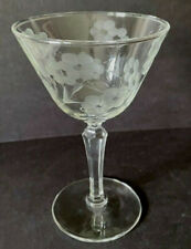 Vintage EMBASSY Libbey Glass Co. Stemmed Champagne Tall Sherbet GRAY CUT FLORAL picture