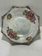 Vintage Trimont Ware Japanese Iridescent Octagon Porcelain Floral Bowl picture