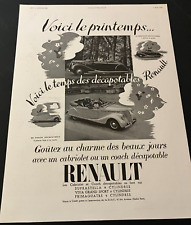 French 1938 Renault Decapotables - Vintage Original Print Ad / Wall Art - CLEAN picture
