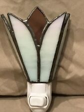 Flower Stained Glass Scone Style Night Light Plug In Pink Base Art Deco W3 picture
