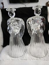 Vintage Crystal Angel Candle Holder Set Of 2 - 7 1/2
