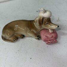 Vintage Dachshund Weiner Dog With Pillow Icebag Hangover Japan Figure Porcelain  picture