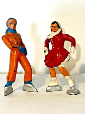PAIR Vintage BARCLAY'S Lead PUTZ Christmas SKATING FIGURES Man Woman picture