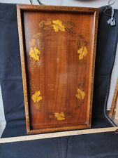 Vintage Handmade Walnut Wood Serving Table Tea Bed Tray Handpainted Great Shape picture