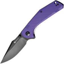 SENCUT Actium Pocket Knife Linerlock Purple G10 Folding Black D2 Steel Blade 02D picture