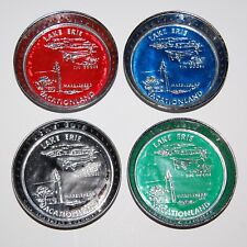 Set of 4 LAKE ERIE - Marblehead - Tin Goose Vintage Souvenir Tin Metal Coasters picture