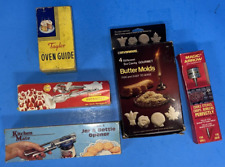 5 Vintage Items in Boxes Jar Opener, Butter Molds, Oven Guide, Decoretto picture