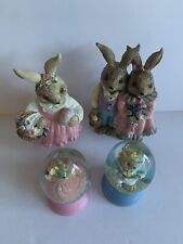 Mervyn's 1992 Rabbit Bunny Easter Figurine Lot Of 4 ,Mom Dad Kids Vintage picture