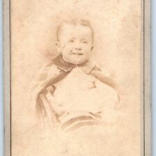 c1870s Cincinnati, O Cute Smiling Baby Boy in Cape CdV Photo Card H18 picture