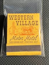 VINTAGE MATCHBOOK -WESTERN VILLAGE MOTOR HOTEL - PEOENIX, AZ - UNSTRUCK picture