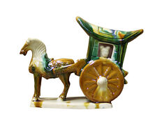Chinese Tri-Color Ceramic Horse Cart Figure cs2386 picture