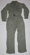 ORIGINAL WWII M-1943 HBT ONE PIECE COVERALLS WITH ATTACHED BELT picture