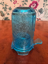 Vintage Mosser Glass Azure Blue Holly Berry Fairy Lamp RARE picture