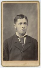 CIRCA 1880'S CDV Handsome Young Man Suit Wide Tie JR Cole Hillsdale MI picture