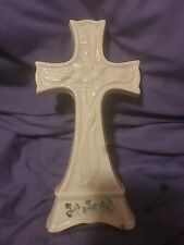 Vintage Belleek Ireland Easter Lily Shamrock Clover Cross picture