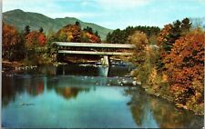 Covered Bridge Conway New Hampshire NH Postcard Fall Scene VTG UNP Plastichrome picture
