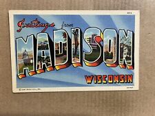 Postcard Madison WI Wisconsin Large Letter Greetings Capitol Vintage PC picture
