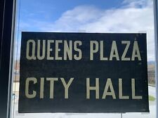 NY NYC SUBWAY ROLL SIGN 1930'S D TYPE SILVER CITY HALL COURTHOUSE QUEENS PLAZA picture