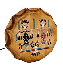 Hand Painted Rawhide Wood Navajo Indian Native American Cochiti Drum SIGNED picture