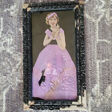 Vtg Grannycore OOAK Girl Paper doll dress Handmade Folk Art Framed Picture picture