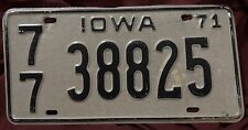 Vintage 1971 Iowa License Plate 77-38825 - Put It In A Man Cave Or Garage picture
