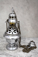 Vintage Antique Church Censer, Thurible, Nickel Plated, Has Liner (CU206) picture