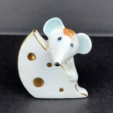 Dulevo Mouse with Cheese Porcelain Ceramic Figurine Russian Soviet RARE picture