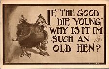 Vintage 1912 Comic Postcard - Beat Up Hen - Why I'm Such an Old Hen - Funny picture