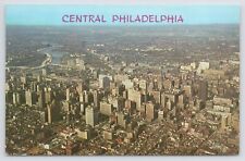 Philadelphia Pennsylvania~Downtown Skyline Aerial View~Schuylkill~1950s Postcard picture