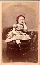 Prety Little Girl in Nice Dress, Painted Headband, 1860s CDV Photo. #2062 picture
