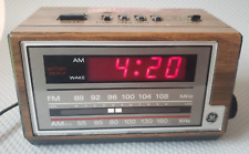 Vintage 80’s GE ALARM AM/FM CLOCK RADIO MODEL 7-4601A Wood Grain Works picture