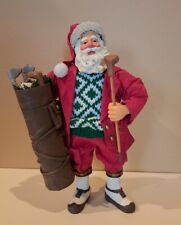 Vtg Christmas Santa Golfer With Golf Bag And Clubs Paper Mache 11