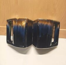 Pair of Padilla Book End Mugs Art Pottery Blue & Brown  picture