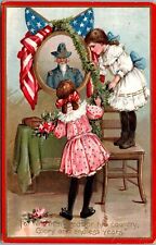 Postcard c1907-1915 Girls Father Decoration Day Raphael Tuck & Sons JB32 picture