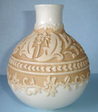 Lenox Burnished Amber Embossed Florals Bud Vase Natural 2-Tone Chubby 6.75