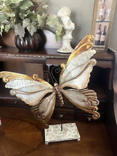 Vintage Pier 1 Imports Golden Capiz Tin Butterfly 20