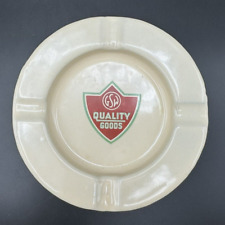 Vintage GSW QUALITY GOODS Enamelware Advertising Ashtray Green Red Cream picture