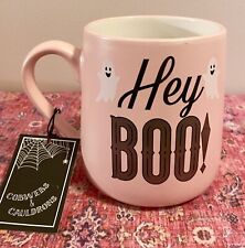 Cobwebs And Cauldrons Halloween Hey Boo Ghost Mug Pastel Pink NEW w/ Tags picture