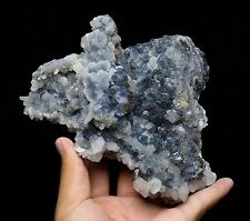 Natural rare blue fluorite & calcite & colored pyrite mineral specimen#082Y00484 picture