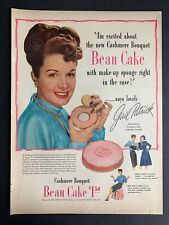 Vintage 1947 Cashmere Bouquet “Beau Cake” Makeup, Gail Patrick Print Ad picture