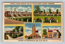 Omaha NE, Tower Tourist Village, Motor Court, Nebraska c1948 Vintage Postcard picture