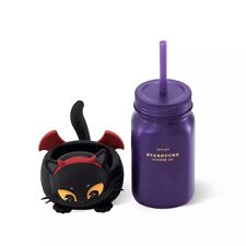 2021 Starbucks Little Devil Black Cat Straw Cup Mason Purple SS Halloween 16oz picture