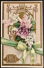 Antique Postcard Lilac Emblem of First Emotions of Love picture
