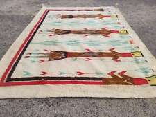 Antique Navajo Handwoven Native American Indian Rug Wool Blanket Carpet 104x73cm picture