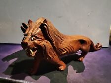 Antique Wood Carved Chinese Tiger Statue  Vintage Glass Eyes Asian   picture