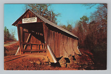 Postcard North Carolina Historic Covered Wooden Bridge Scenic Dirt Road View NC picture